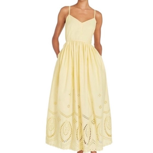 Calypso St. Barth Dresses & Skirts - Calypso St.‎ Barth Butter Yellow Eyelet Detail Midi Dress Size 6